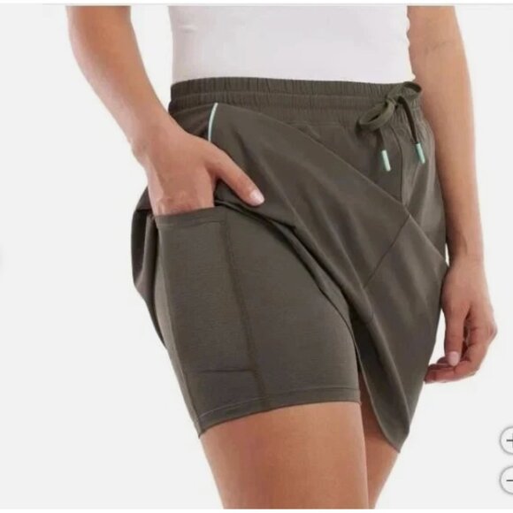 NWT Elle Sport Women's Inner Pockets Drawstring Lightweight Skort, Green, Size S - Picture 5 of 8